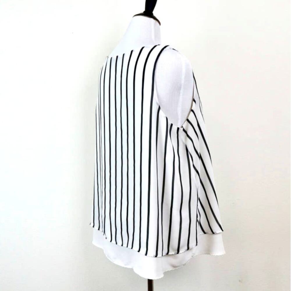 Torrid Size 2X Georgette Layer Blouse Swing Tank Stripe White Black - Picture 8 of 12